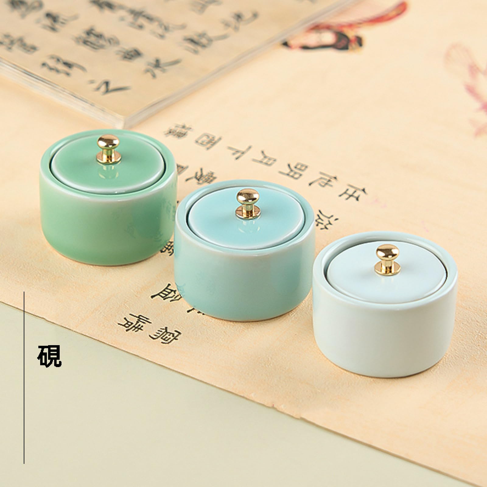 Amazon.co.jp: LSZIZZIT硯 墨溜 ミニ 小 蓋付き 陶器 書道 写経